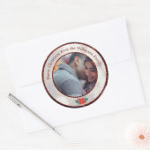 メリークリスマスレッドグリッターと《写真》ぼけ味 ラウンドシール (封筒)