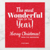 メリークリスマスレッドグリッターワインラベル ワインラベル (シングルラベル)