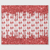 メリークリスマスレッドグリッター ラッピングペーパー (フラット)
