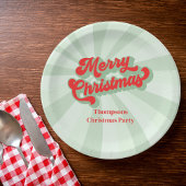 メリークリスマスレッドグリーンお洒落タイポグラフィ ペーパープレート