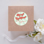 メリークリスマスレッドグリーンお洒落タイポグラフィ ラウンドシール