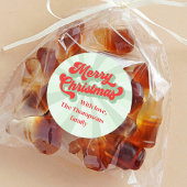 メリークリスマスレッドグリーンお洒落タイポグラフィ ラウンドシール