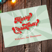 メリークリスマスレッドグリーンお洒落レトロカスタム ラージペーパーバッグ