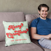 メリークリスマスレッドグリーンお洒落レトロ クッション