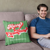 メリークリスマスレッドグリーンお洒落レトロ クッション