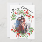メリークリスマスレッドグリーンウォーターの色フローラ写真 シーズンカード (正面)