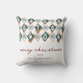 メリークリスマスレッドグリーンスクリプトタイポグラフィ クッション (正面)