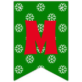 メリークリスマスレッドグリーンスノーフレークズサストライプンタ バンティングフラッグ (第1の旗)