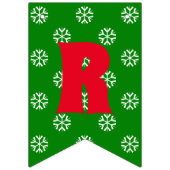 メリークリスマスレッドグリーンスノーフレークズサストライプンタ バンティングフラッグ (第3の旗)