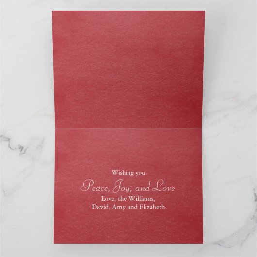 メリークリスマスレッドグリーンスノーフレーク1写真 サンキューカード (内部)