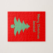 メリークリスマスレッドグリーンツリー4ジェシカ ジグソーパズル (横)