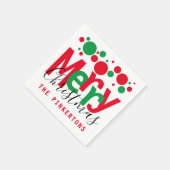 メリークリスマスレッドグリーンドットタイポグラフィモノグラム スタンダードカクテルナプキン (角)