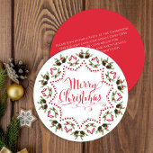 メリークリスマスレッドグリーンピネコンパーティーQRコード 招待状