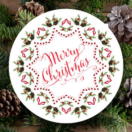 メリークリスマスレッドグリーンピネコンパーティーQRコード 招待状