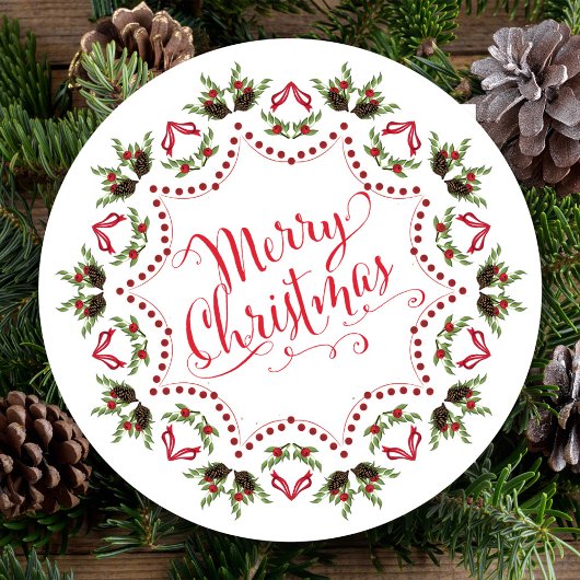 メリークリスマスレッドグリーンピネコンパーティーQRコード 招待状