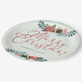 メリークリスマスレッドグリーンファミリー名カスタム ペーパープレート (アングル)