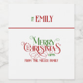 メリークリスマスレッドグリーンファンシータイポグラフィ ワインラベル (シングルラベル)