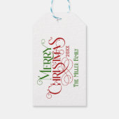 メリークリスマスレッドグリーンフェスティバルレトロタイポグラフィ ギフトタグ (裏面)