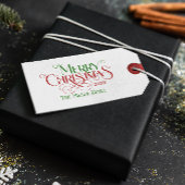 メリークリスマスレッドグリーンフェスティバルレトロタイポグラフィ ギフトタグ