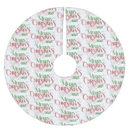 メリークリスマスレッドグリーンフェスティバルレトロタイポグラフィ ブラッシュドポリエステルツリースカート