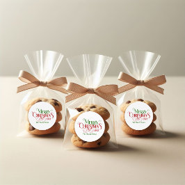 メリークリスマスレッドグリーンフェスティバルレトロタイポグラフィ ラウンドシール