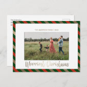 メリークリスマスレッドグリーンフォトホリデーポストカード ポストカード (正面/裏面)