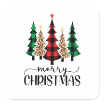 メリークリスマスレッドグリーンブラックプレイドツリー