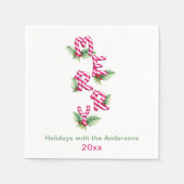 メリークリスマスレッドグリーンホリデーパーティー スタンダードカクテルナプキン (正面)