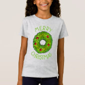 メリークリスマスレッドグリーンホリーリースクリスマスクッキー Tシャツ (正面)