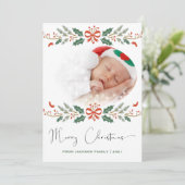 メリークリスマスレッドグリーンモダン写真 シーズンカード (スタンド正面)