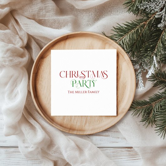 メリークリスマスレッドグリーンレトロタイポグラフィ スタンダードカクテルナプキン