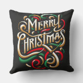メリークリスマスレッドグリーン金ゴールド クッション (裏面)