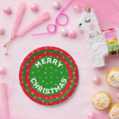 メリークリスマスレッドグリーン&スノーフレーク7" ペーパープレート (パーティー)