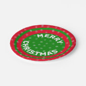 メリークリスマスレッドグリーン&スノーフレーク7" ペーパープレート (アングル)