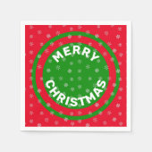 メリークリスマスレッドグリーン&スノーフレーク スタンダードカクテルナプキン (正面)