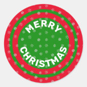 メリークリスマスレッドグリーン&スノーフレーク ラウンドシール (正面)