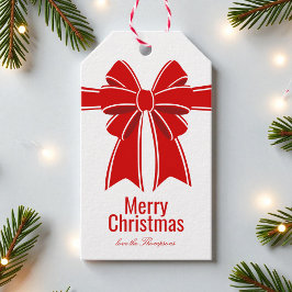 メリークリスマスレッドコケットの弓パーソナライズされた名 ギフトタグ