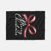 メリークリスマスレッドコケメリーット弓と明るい フリースブランケット (正面(横))