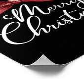 メリークリスマスレッドコケメリーット弓と明るい ポスター (角)