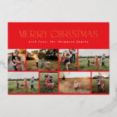 メリークリスマスレッドゴールドフォイル複数写真 箔シーズンカード (正面)