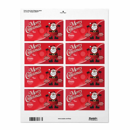 メリークリスマスレッドサンタクロースのギフトラベル ラベル (フルシート)