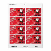 メリークリスマスレッドサンタクロースのギフトラベル ラベル (フルシート)