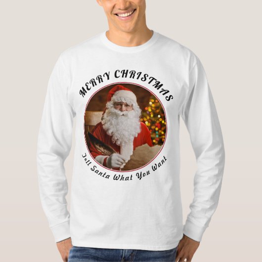 メリークリスマスレッドサンタクロースのクリスマスツリー Tシャツ (正面)