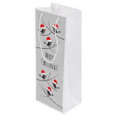 メリークリスマスレッドサンタハットバードの雪 ワインギフトバッグ (裏面アングル)