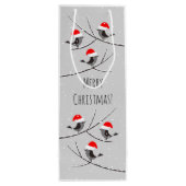 メリークリスマスレッドサンタハットバードの雪 ワインギフトバッグ (裏面)