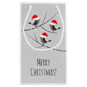 メリークリスマスレッドサンタハットバードスノースモールgif スモールペーパーバッグ (裏面)