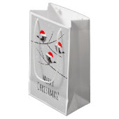 メリークリスマスレッドサンタハットバードスノースモールgif スモールペーパーバッグ (正面アングル)