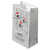 メリークリスマスレッドサンタハットバードスノースモールgif スモールペーパーバッグ (裏面アングル)
