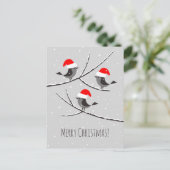 メリークリスマスレッドサンタハットバード シーズンポストカード (スタンド正面)