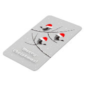 メリークリスマスレッドサンタハットバード マグネット (左側)